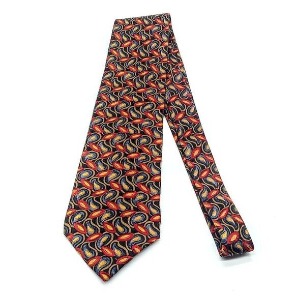 Ermenegildo Zegna Red Blue Gold Italian Silk Tie - Picture 1 of 6